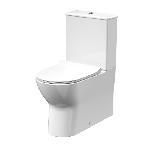 Rimless Flush to Wall Close Coupled Pan, Cistern & Seat - TOILETSET9