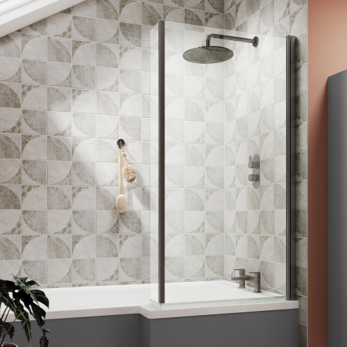 Square Fixed Bath Screen with Fixed Return - 6mm - V-NSBS27