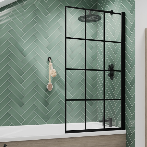 Square Black Framed Bath Screen - V-NSSQBF
