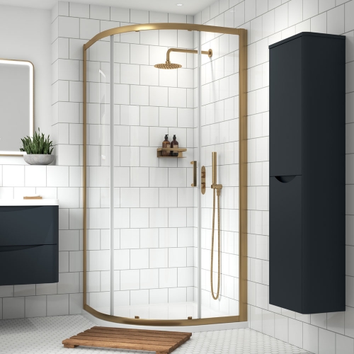 1900mm x 900mm Single Entry Quadrant - Brushed Brass - V-SING9E1BB-6