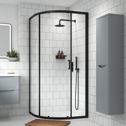 1900mm x 900mm Single Entry Quadrant - Matt Black - V-SING9E1BP-6