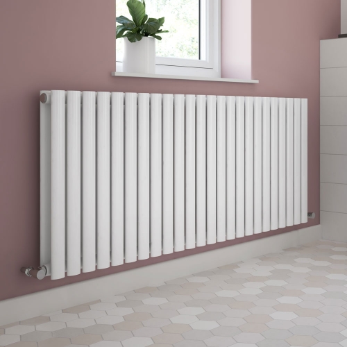 Horizontal Double Panel Radiator 600 x 1398 - High Gloss White - VHEA018