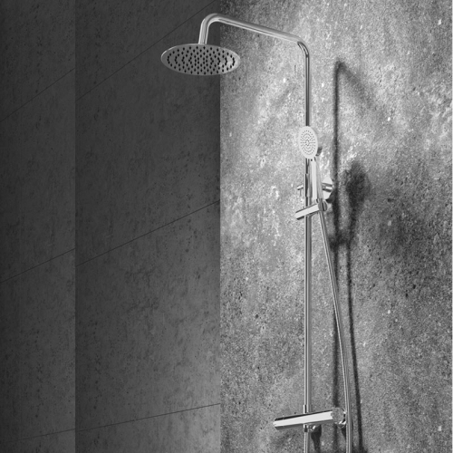 Round Thermostatic Shower including bar valve, handset & hose