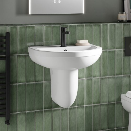 550mm Basin 1TH & Semi Pedestal-VSEMI3