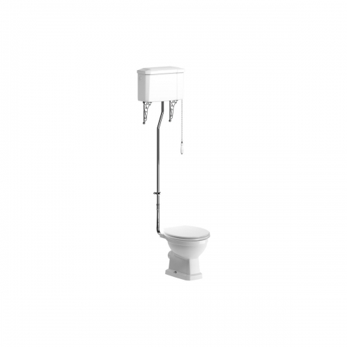 Series9 High Level WC & Satin White Wood Effect Seat w/Br.Brass Finishes