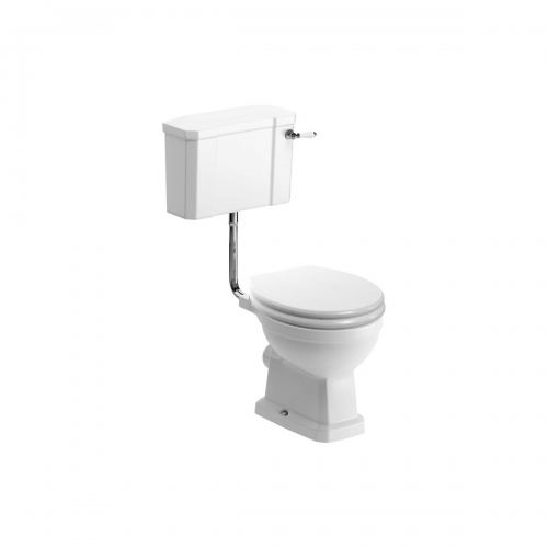 Series9 Low Level WC & Satin White Wood Effect Seat w/Br.Brass Finishes