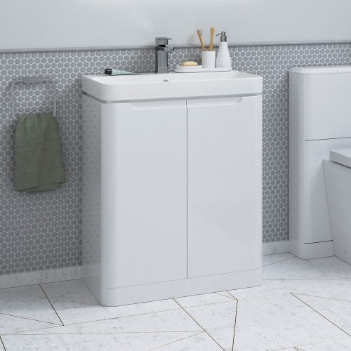 Freedom 805mm 2 Door Floor Standing Basin Unit - White Gloss