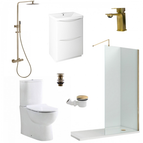 Walk In Shower Complete Suite Pack - Brushed Brass - VODASUITE19