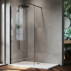 800mm Wetroom Screen With Black Profile - 8mm Glass - Aquadart