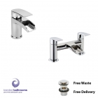 Tap Set Chrome Mono Basin Mixer, Bath Filler - Free Waste