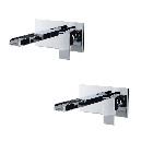 Wall Mounted Basin & Bath Tap Bundle With Waterfall Spout - Chrome - Dunk
