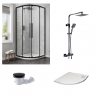 Black Quadrant Enclosure, Tray & Thermostatic Shower Bundle