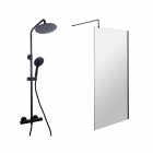 Black 800mm Wetroom Screen & Complete Shower Pack