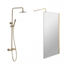 Brushed Brass 800mm Wetroom Screen & Complete Shower Pack
