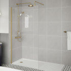 800mm Wetroom Screen With Brushed Brass Profile - 8mm Glass - Aquadart