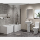 L Shape Shower Bath Suite With Basin, Pedestal & Toilet