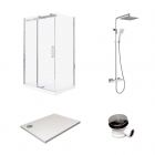 8mm Chrome Frameless Sliding Door Bundle Including Shower Door, Tray, Shower & Waste