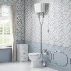 High Level Traditional Toilet Pan, Cistern & Seat