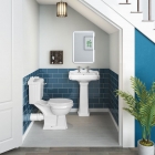 Traditional Toilet, 2 TH Basin  & Taps Set - Cloakroom