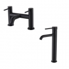 Black High Rise Basin Mono Mixer & Bath Filler Tap - Bathshop321