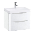 White Gloss 600mm Wall Hung Vanity Unit with 1 Tap Hole Basin - Maddox By Voda Design