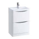 White Gloss 600mm Freestanding Vanity Unit with 1 Tap Hole Basin - Maddox By Voda Design