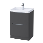 Grey Matt 600mm Freestanding Vanity Unit with 1 Tap Hole Basin - Maddox By Voda Design