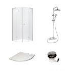 8mm Chrome Minimalist Quadrant Enclosure Bundle Including Enclosure, Tray, Shower & Waste