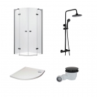 8mm Black Minimalist Quadrant Enclosure Bundle Including Enclosure, Tray, Shower & Waste