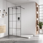 Black Grid 8mm Wetroom Glass Enclosure With Black Profile Aquadart Matrix