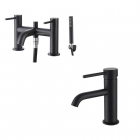 Black Basin Mono Mixer & Bath Shower Mixer Tap with Shower Kit - Bathshop321