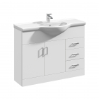 White Gloss 1050mm Floorstanding Vanity Unit and Basin - Blanco By Voda Design