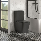 Black Rimless Close Coupled Toilet (Pan, Cistern & Seat)