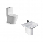 Rimless Close Coupled Toilet & 650mm Basin (1 Tap Hole)