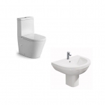 Rimless Close Coupled Toilet & 550mm Basin (1 Tap Hole)