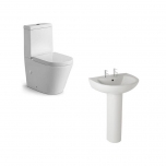 Rimless Close Coupled Toilet & 550mm Basin (2 Tap Hole)