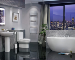 Arc Modern Freestanding Bathroom Suite - Includes Freestanding Bath, WC, Washbasin, Tap and Pedestal