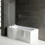 Arley Kurv2  P-Shape Shower Bath, Front Panel & Screen