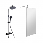 Black 800mm Wetroom Screen & Complete Shower Pack