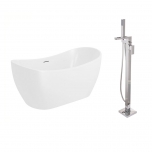 Synergy Bolsena 1800mm Freestanding Double Ended Bath Including Chrome Waterfall Freestanding Tap