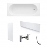 Straight Bath, Screen & Panel Bundle - Includes Tap & Waste