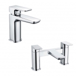 Basin & Bath Tap Set - Chrome Lever - By Voda Design