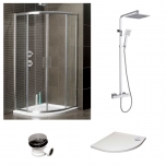 Chrome Quadrant Enclosure, Tray & Shower Bundle