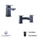 Black Tap Set Douglas Mono Basin Mixer, Bath Filler - Free Waste