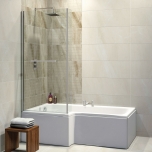 L Shape Shower Bath with Bath Screen and Panel 1675 x 850MM - Elite