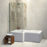 1675mm L Shower Bath - Made In UK, with 6mm Screen & Bath Panel