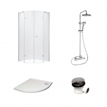 8mm Chrome Minimalist Quadrant Enclosure Bundle Including Enclosure, Tray, Shower & Waste