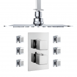 Square Thermostatic Diverter Shower with Body Jets