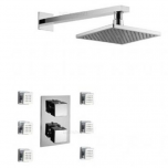 Square Thermostatic Shower System with Head and Body Jets