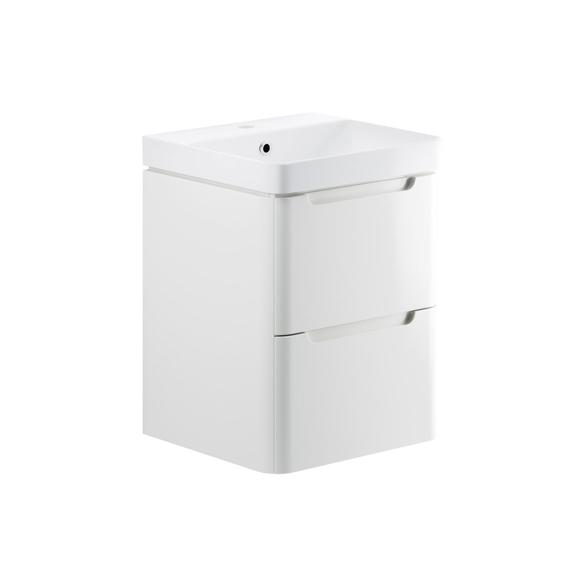 Freedom 500mm 2 Drawer Wall Hung Cloakroom Basin Unit - White Gloss